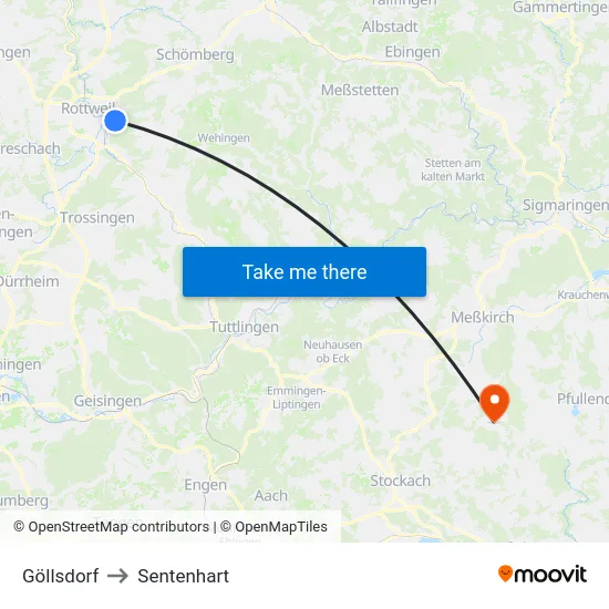 Göllsdorf to Sentenhart map