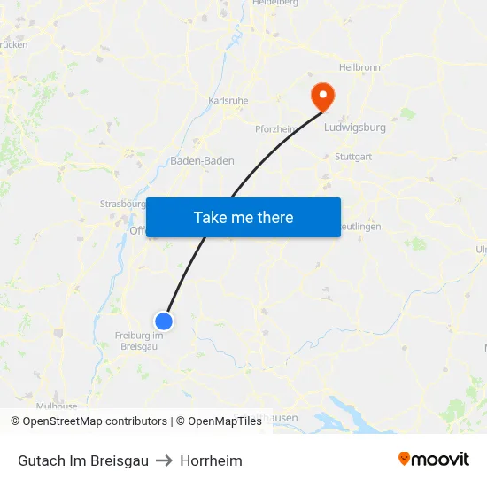 Gutach Im Breisgau to Horrheim map