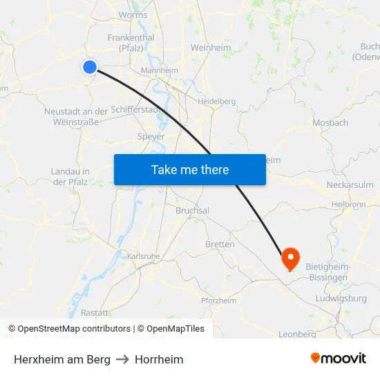 Herxheim am Berg to Horrheim map