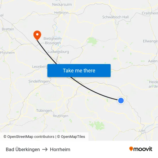 Bad Überkingen to Horrheim map
