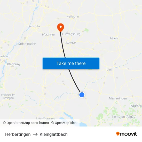 Herbertingen to Kleinglattbach map