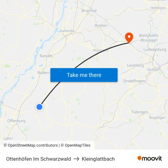 Ottenhöfen Im Schwarzwald to Kleinglattbach map