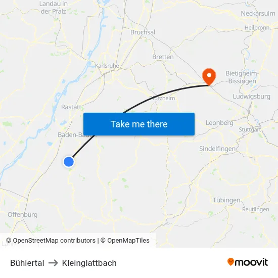 Bühlertal to Kleinglattbach map