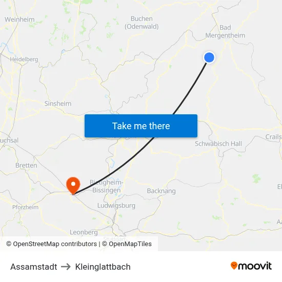 Assamstadt to Kleinglattbach map