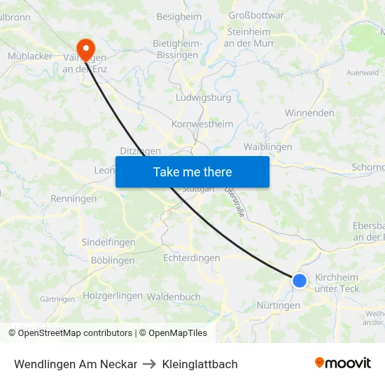 Wendlingen Am Neckar to Kleinglattbach map