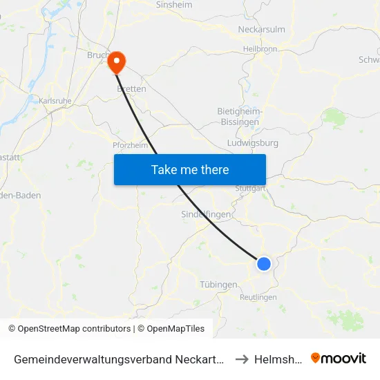 Gemeindeverwaltungsverband Neckartenzlingen to Helmsheim map