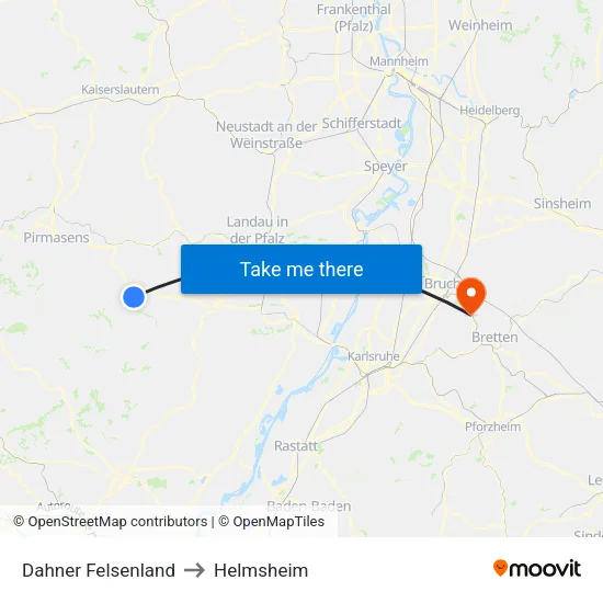 Dahner Felsenland to Helmsheim map