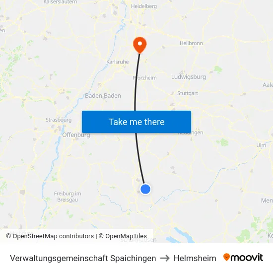Verwaltungsgemeinschaft Spaichingen to Helmsheim map