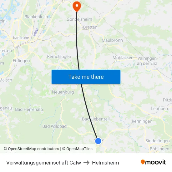 Verwaltungsgemeinschaft Calw to Helmsheim map