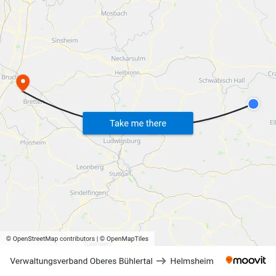 Verwaltungsverband Oberes Bühlertal to Helmsheim map