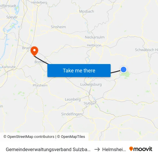 Gemeindeverwaltungsverband Sulzbach to Helmsheim map