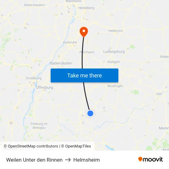 Weilen Unter den Rinnen to Helmsheim map