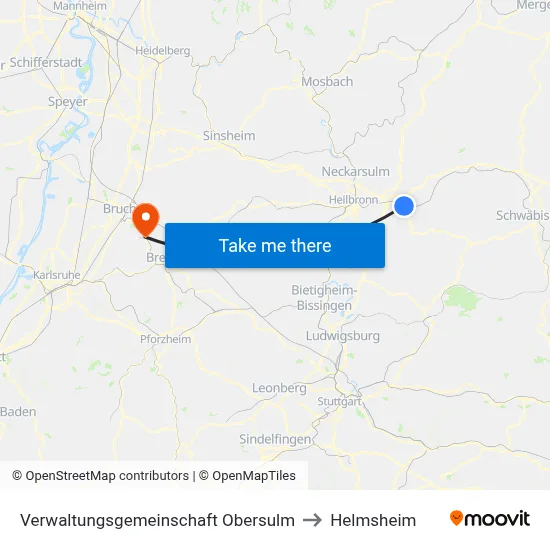 Verwaltungsgemeinschaft Obersulm to Helmsheim map