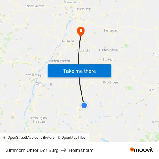 Zimmern Unter Der Burg to Helmsheim map