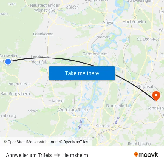 Annweiler am Trifels to Helmsheim map