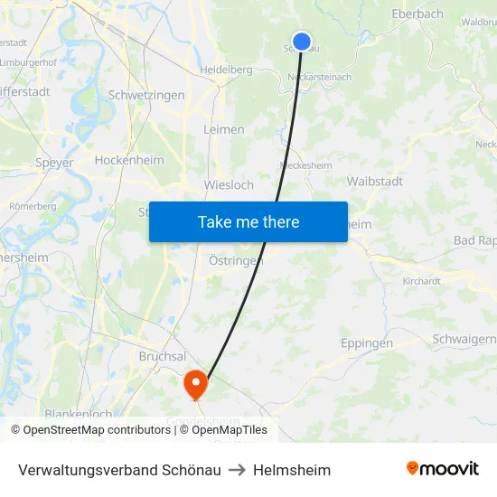 Verwaltungsverband Schönau to Helmsheim map