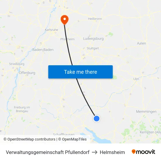 Verwaltungsgemeinschaft Pfullendorf to Helmsheim map