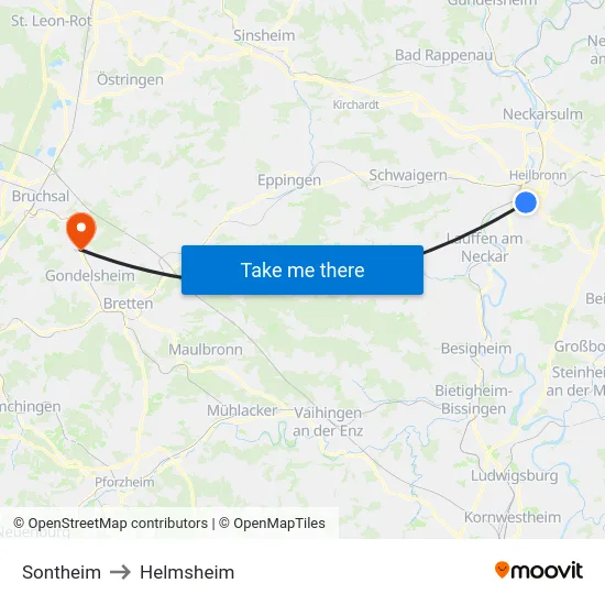 Sontheim to Helmsheim map