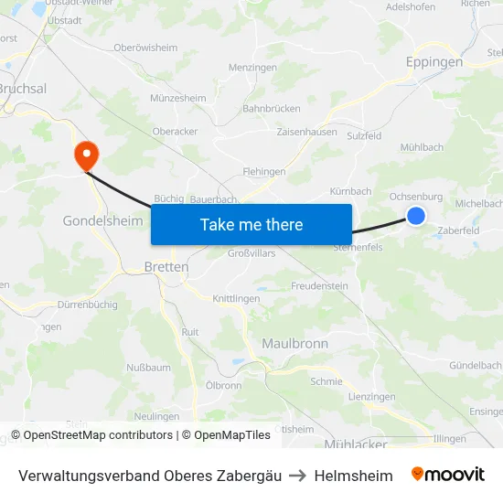 Verwaltungsverband Oberes Zabergäu to Helmsheim map