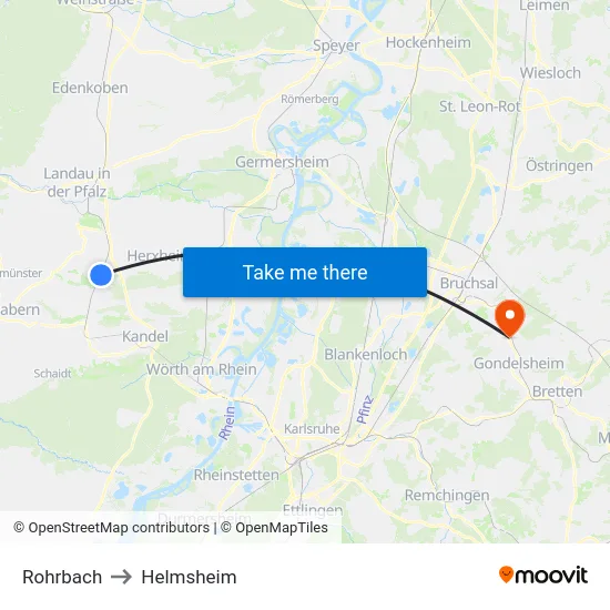 Rohrbach to Helmsheim map