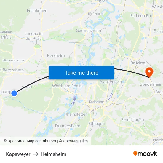 Kapsweyer to Helmsheim map