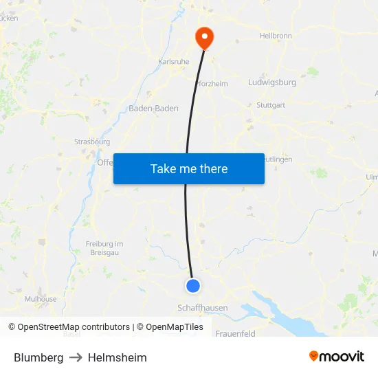 Blumberg to Helmsheim map