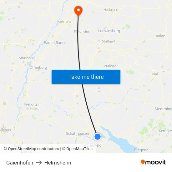 Gaienhofen to Helmsheim map