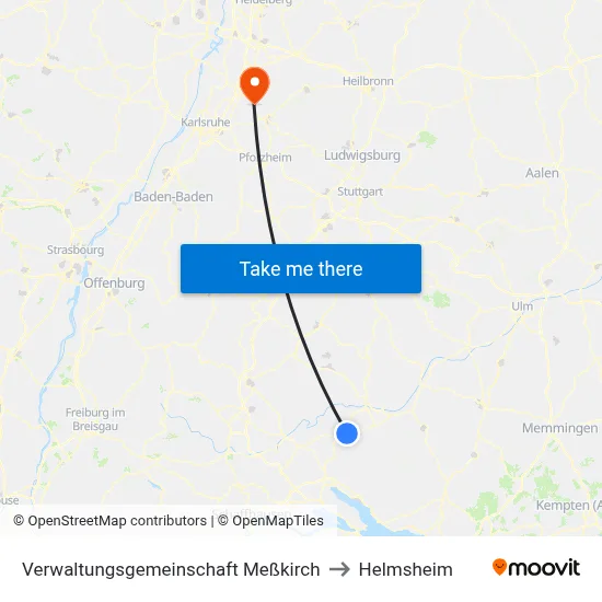 Verwaltungsgemeinschaft Meßkirch to Helmsheim map