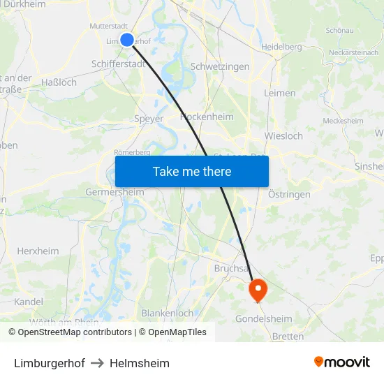 Limburgerhof to Helmsheim map