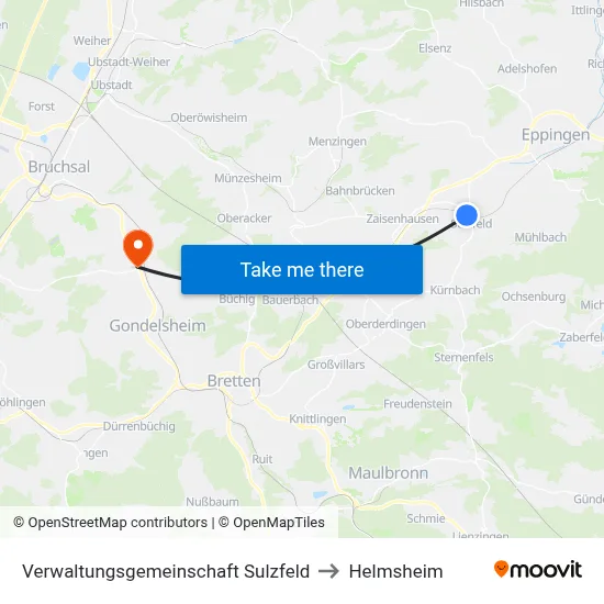Verwaltungsgemeinschaft Sulzfeld to Helmsheim map