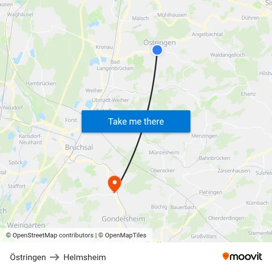 Östringen to Helmsheim map