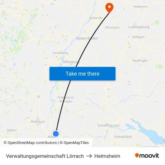 Verwaltungsgemeinschaft Lörrach to Helmsheim map
