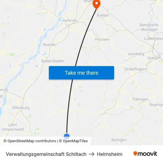 Verwaltungsgemeinschaft Schiltach to Helmsheim map