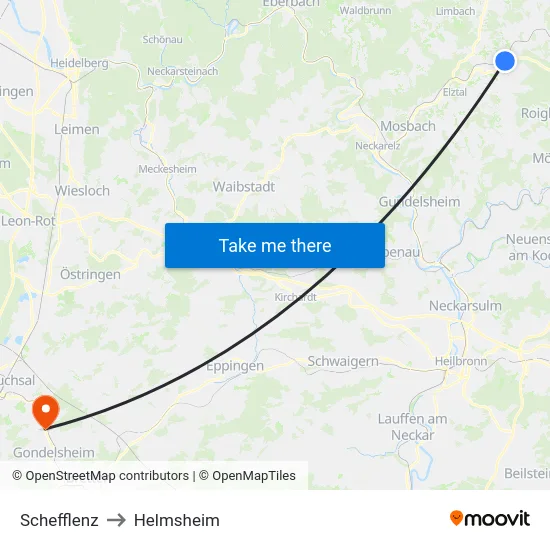 Schefflenz to Helmsheim map