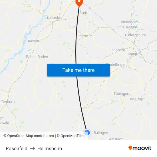 Rosenfeld to Helmsheim map