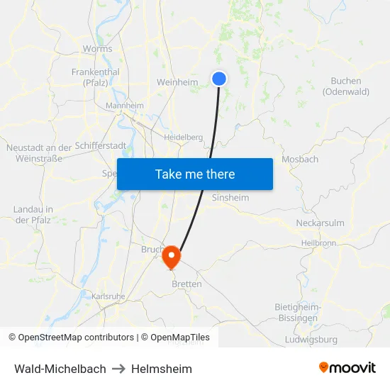 Wald-Michelbach to Helmsheim map