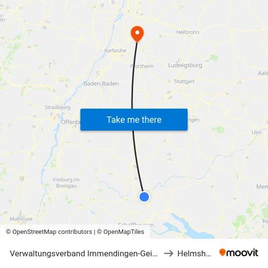 Verwaltungsverband Immendingen-Geisingen to Helmsheim map