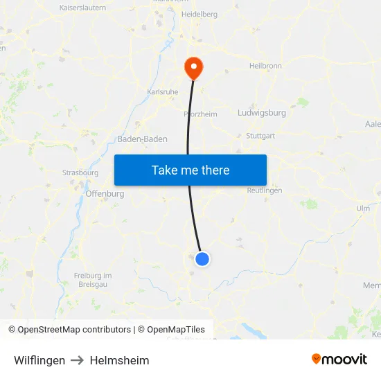 Wilflingen to Helmsheim map