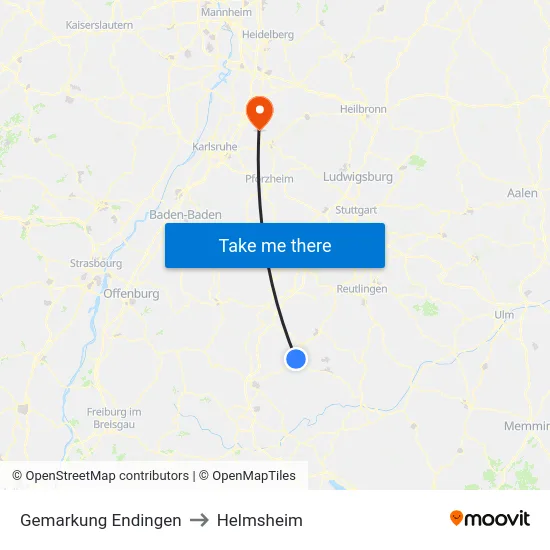 Gemarkung Endingen to Helmsheim map