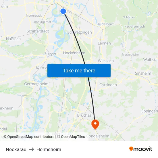 Neckarau to Helmsheim map