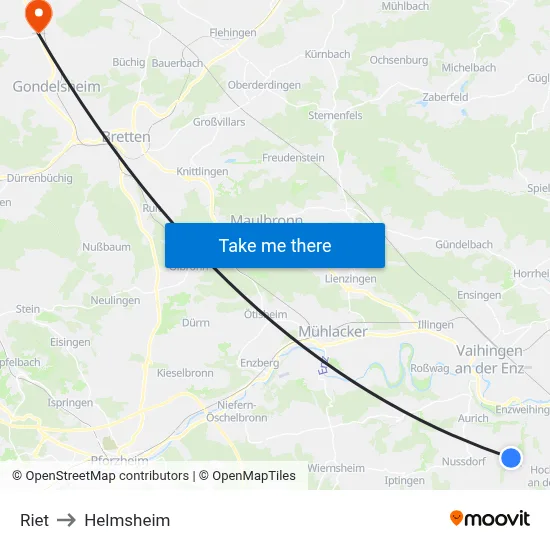 Riet to Helmsheim map