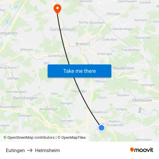 Eutingen to Helmsheim map