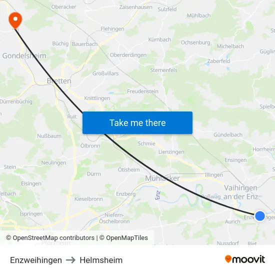 Enzweihingen to Helmsheim map