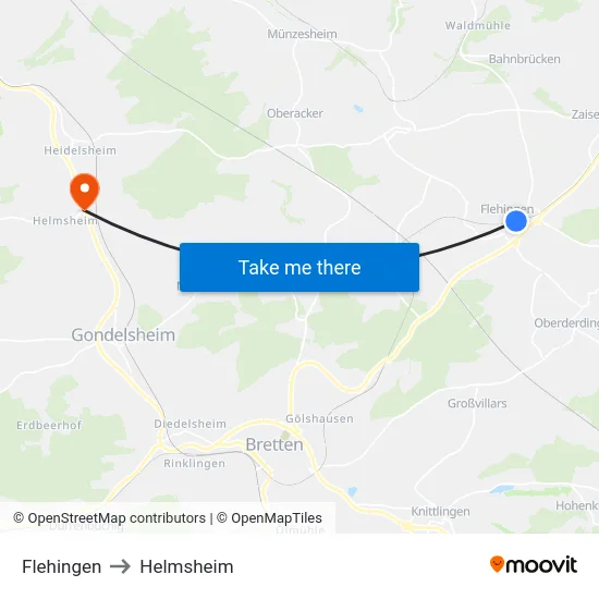 Flehingen to Helmsheim map
