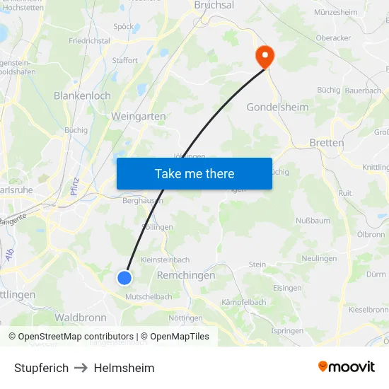 Stupferich to Helmsheim map