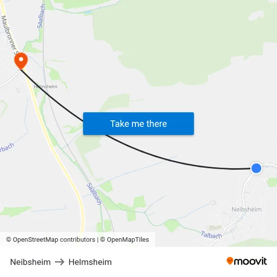 Neibsheim to Helmsheim map