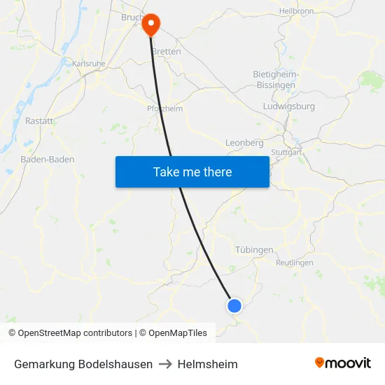 Gemarkung Bodelshausen to Helmsheim map