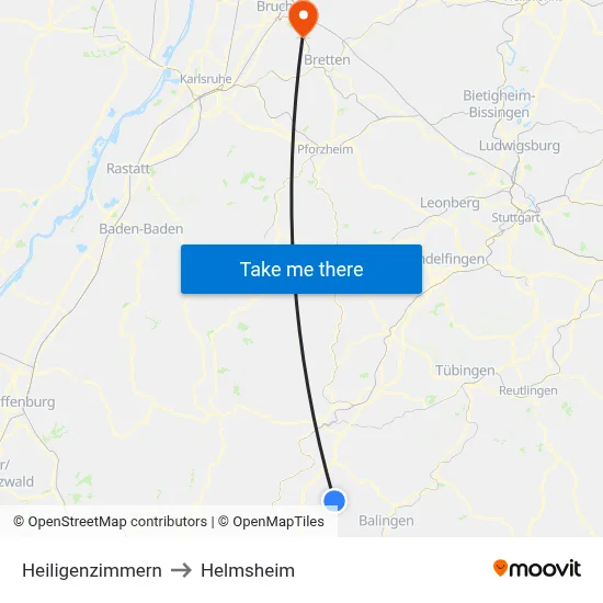Heiligenzimmern to Helmsheim map