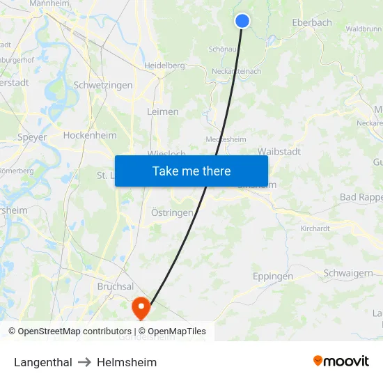 Langenthal to Helmsheim map