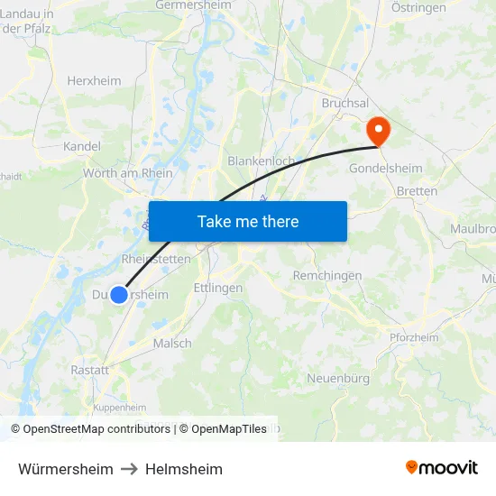 Würmersheim to Helmsheim map